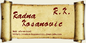 Radna Kosanović vizit kartica